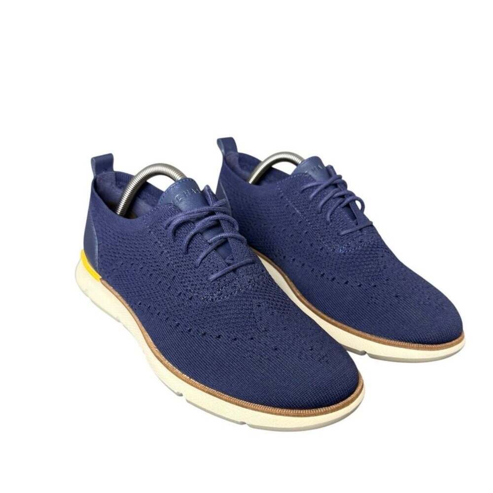 Women Cole Haan Zerogrand Wingtip Oxford Knit Navy Blue Size 8.5